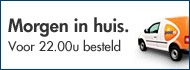 Op werkdagen voor 22.00 uur besteld? Morgen in huis!