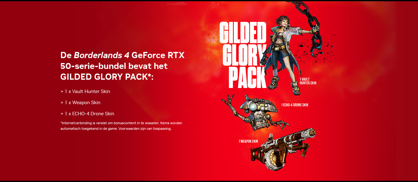 Gilded Glory Pack: Vault Hunter skin, weapon skin en ECHO-4 drone skin